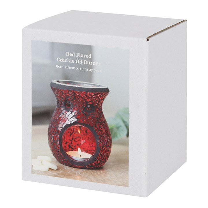 Small Red Crackle Glass Oil Burner and Wax Warmer 🇬🇧