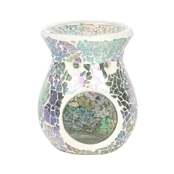 Small Light Blue Iridescent Crackle Oil Burner and Wax Warmer 🇬🇧