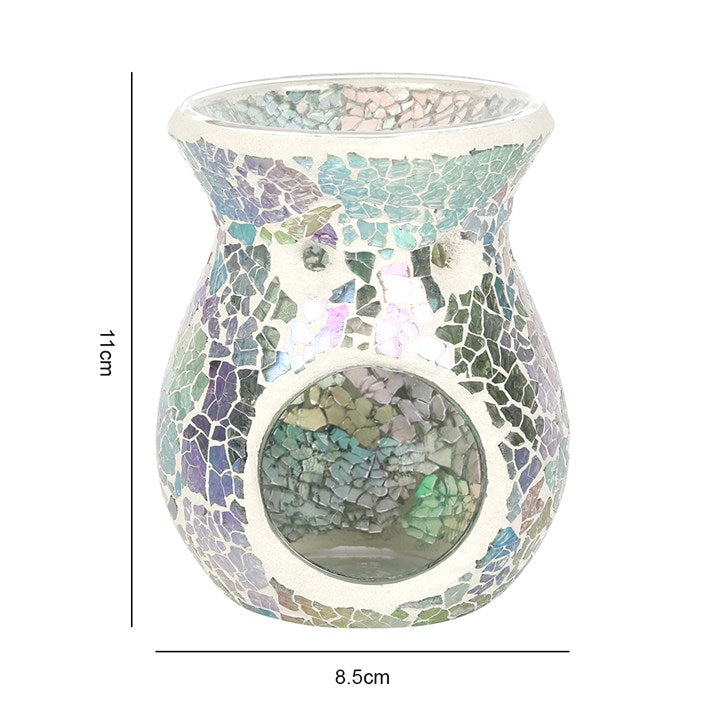 Small Light Blue Iridescent Crackle Oil Burner and Wax Warmer 🇬🇧