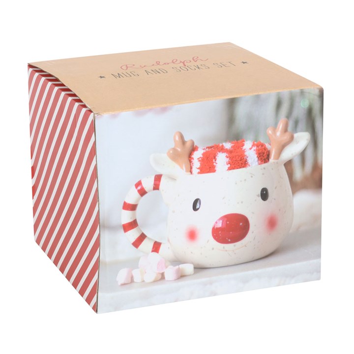 Rudolph Reindeer Mug and Socks Set 🇬🇧