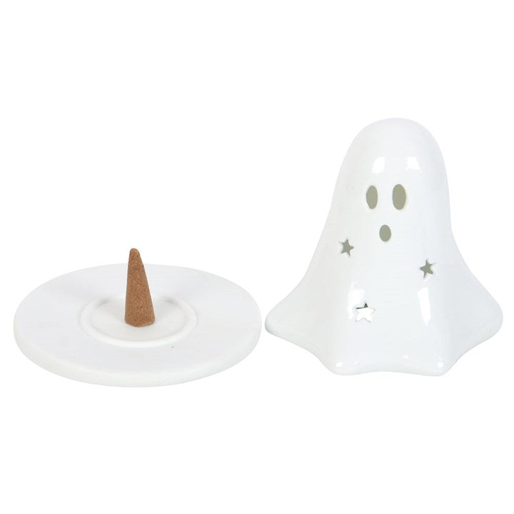 Ceramic Ghost Tealight and Incense Cone Holder 🇬🇧