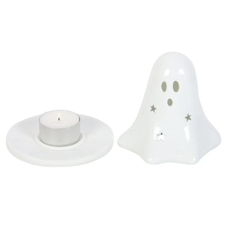 Ceramic Ghost Tealight and Incense Cone Holder 🇬🇧