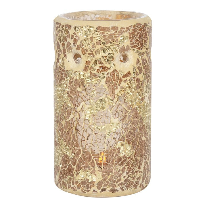 Gold Pillar Crackle Glass Oil Burner and Wax Warmer 🇬🇧