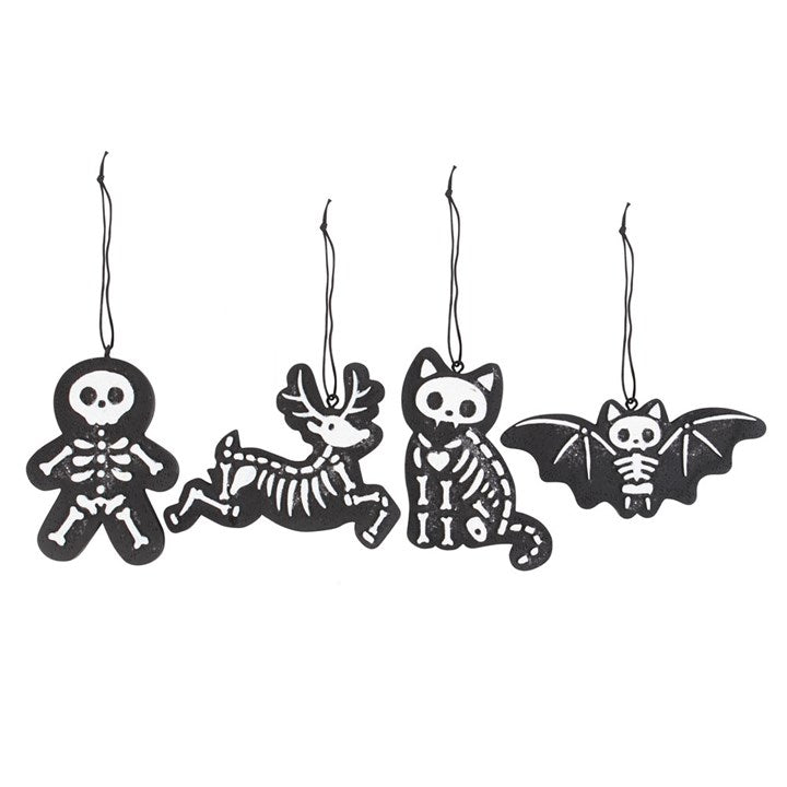 Set of 4 Black Creepy Skeleton Cookie Ornaments 🇬🇧