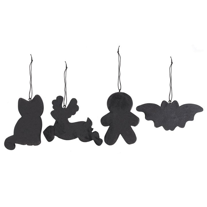 Set of 4 Black Creepy Skeleton Cookie Ornaments 🇬🇧