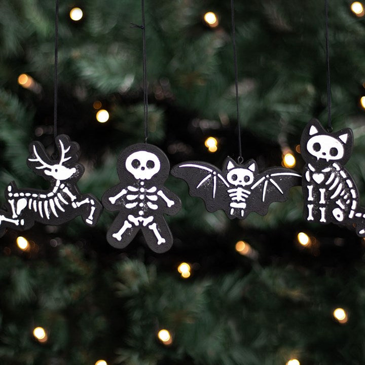 Set of 4 Black Creepy Skeleton Cookie Ornaments 🇬🇧