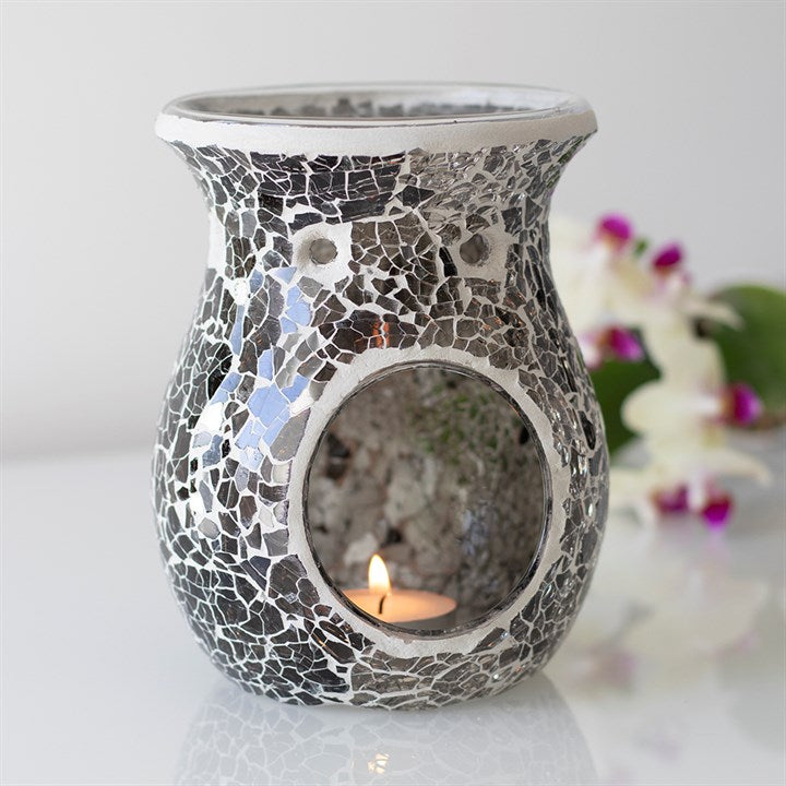 Large Gunmetal Grey Crackle Oil Burner and Wax Warmer 🇬🇧
