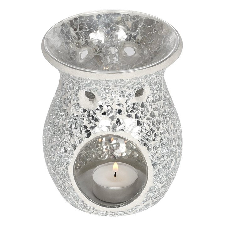 Large Silver Crackle Oil Burner and Wax Warmer 🇬🇧