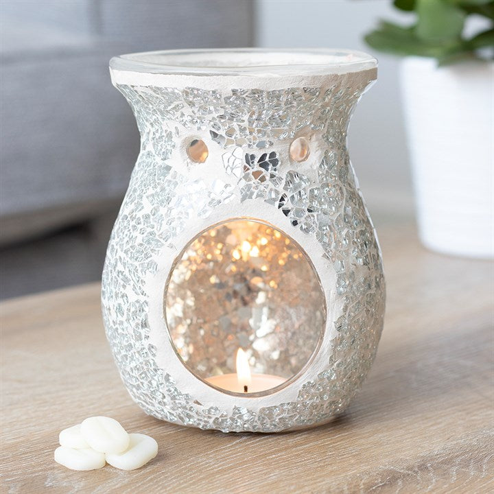 Large Silver Crackle Oil Burner and Wax Warmer 🇬🇧