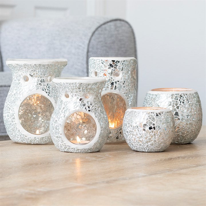 Large Silver Crackle Oil Burner and Wax Warmer 🇬🇧
