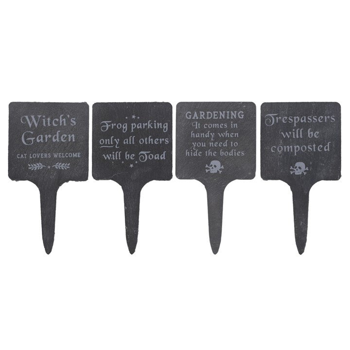 Set of 4 Slate Gothic Garden Signs 🇬🇧