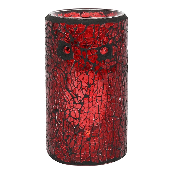 Red Pillar Crackle Glass Oil Burner and Wax Warmer 🇬🇧