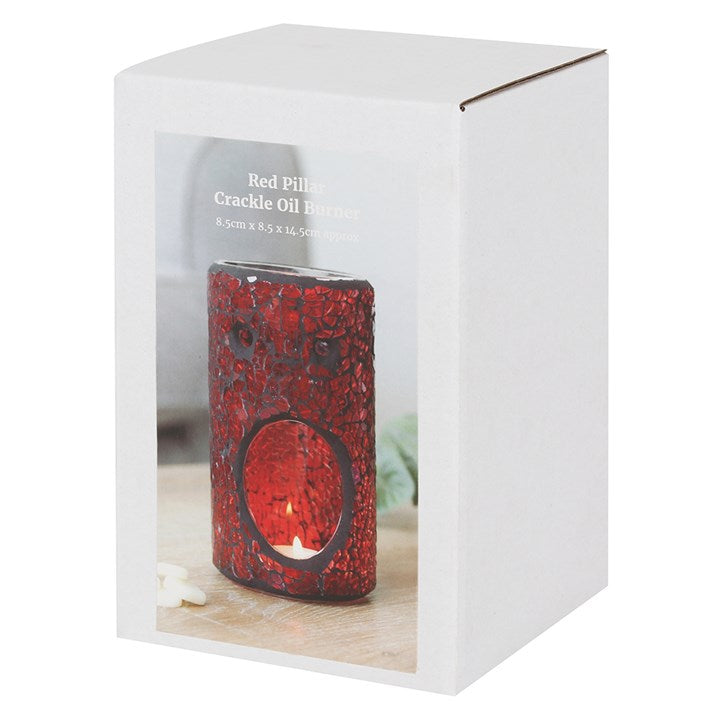Red Pillar Crackle Glass Oil Burner and Wax Warmer 🇬🇧