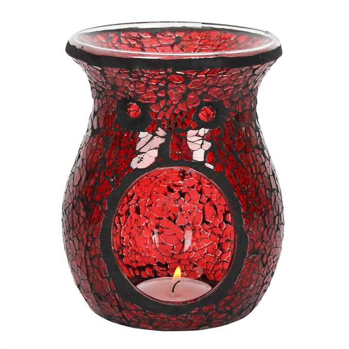 Large Red Crackle Glass Oil Burner and Wax Warmer 🇬🇧