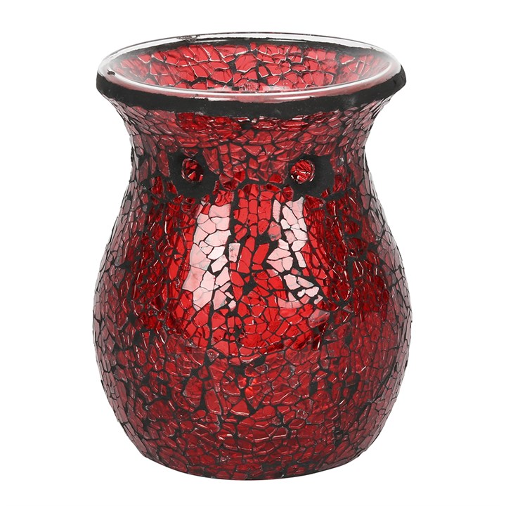 Large Red Crackle Glass Oil Burner and Wax Warmer 🇬🇧