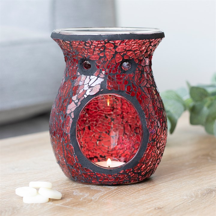 Large Red Crackle Glass Oil Burner and Wax Warmer 🇬🇧