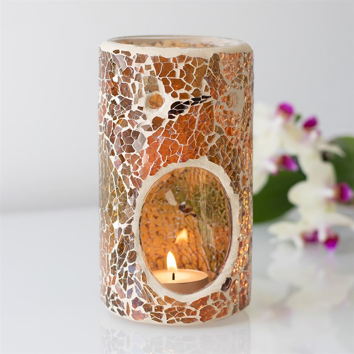 Pillar Brown Crackle Oil Burner and Wax Warmer 🇬🇧