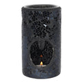 Black Crackle Glass Pillar Oil Burner and Wax Warmer 🇬🇧