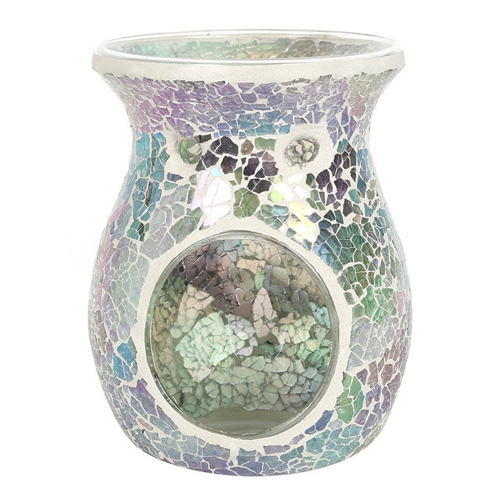 Large Light Blue Iridescent Crackle Oil Burner and Wax Warmer 🇬🇧