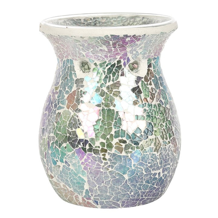 Large Light Blue Iridescent Crackle Oil Burner and Wax Warmer 🇬🇧