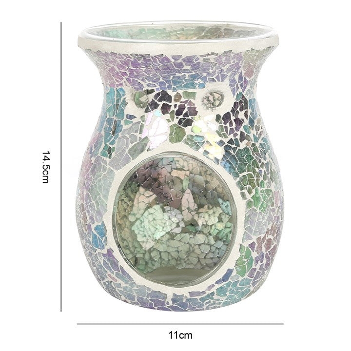 Large Light Blue Iridescent Crackle Oil Burner and Wax Warmer 🇬🇧