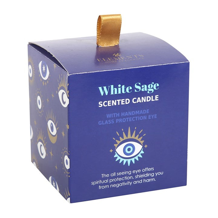 All Seeing Eye White Sage Crystal Chip Protection Candle 🇬🇧