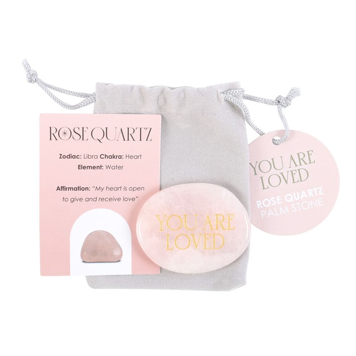 You Are Loved Rose Quartz Crystal Palm Stone 🇬🇧