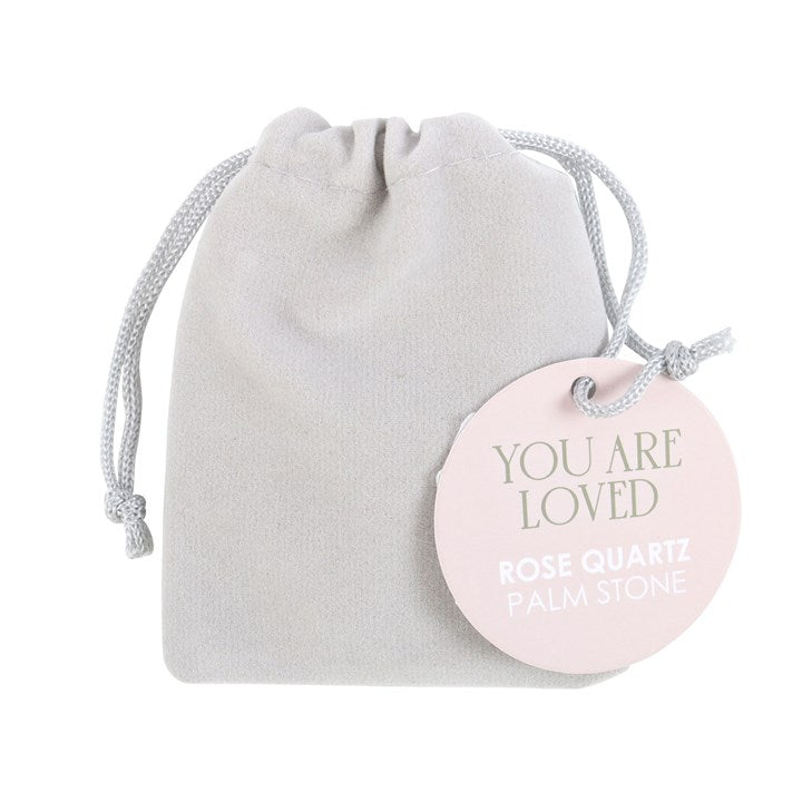 You Are Loved Rose Quartz Crystal Palm Stone 🇬🇧