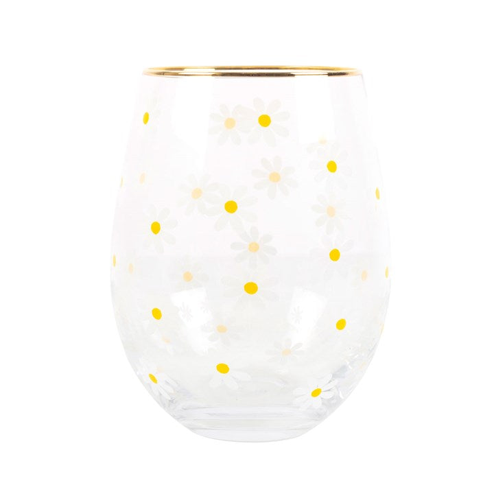 All Over Daisy Print Stemless Wine Glass 🇬🇧