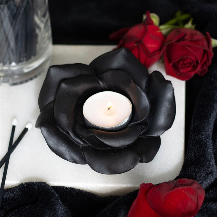 Black Rose Resin Tealight Candle Holder 🇬🇧