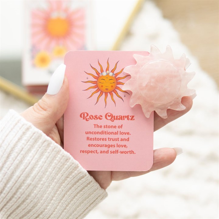 Rose Quartz Crystal Sun Keepsake Stone in a Box 🇬🇧