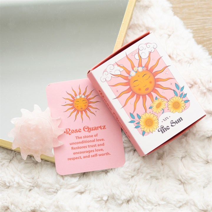 Rose Quartz Crystal Sun Keepsake Stone in a Box 🇬🇧