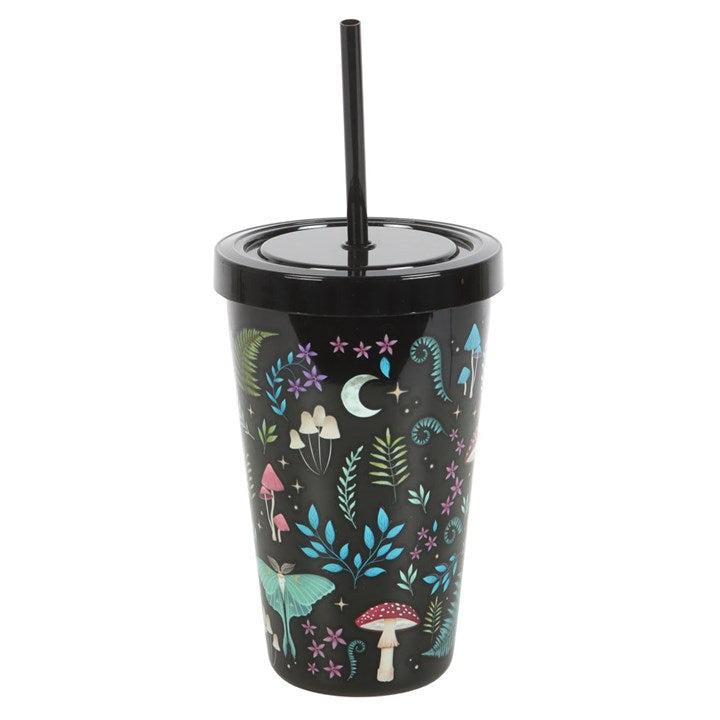 Dark Forest Print Plastic Tumbler with Straw 🇬🇧