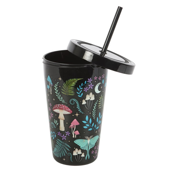 Dark Forest Print Plastic Tumbler with Straw 🇬🇧