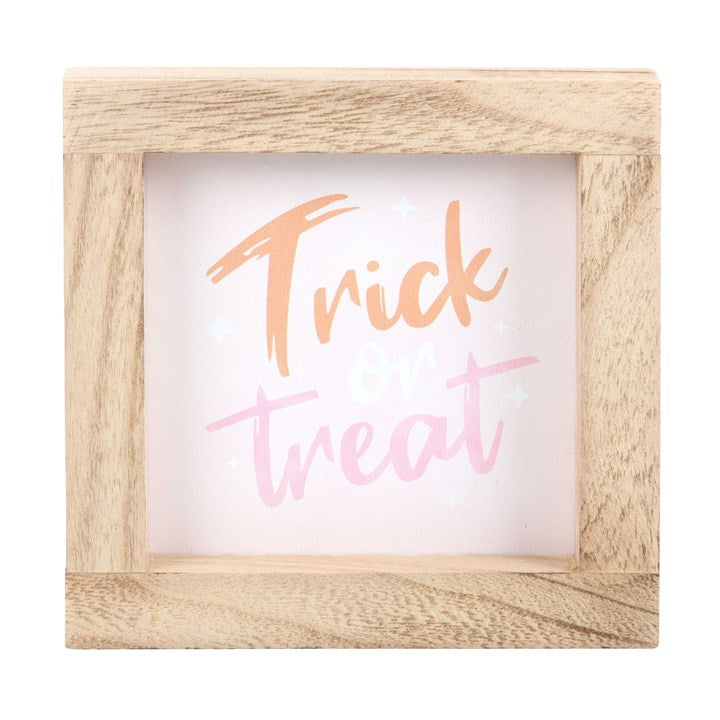 Pink Trick or Treat Wooden Frame Sign 🇬🇧