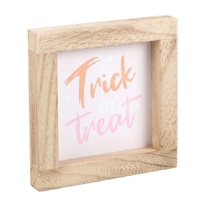 Pink Trick or Treat Wooden Frame Sign 🇬🇧