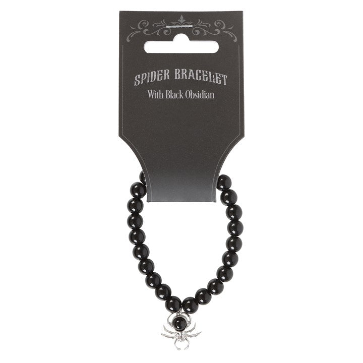 Spider Black Obsidian Beaded Bracelet 🇬🇧