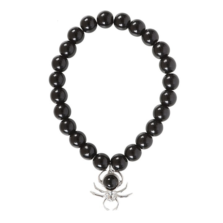 Spider Black Obsidian Beaded Bracelet 🇬🇧