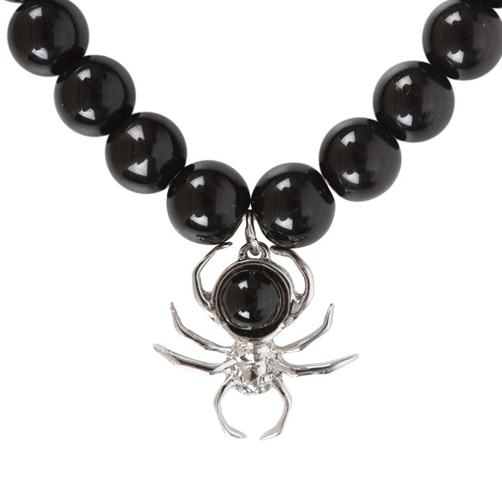 Spider Black Obsidian Beaded Bracelet 🇬🇧