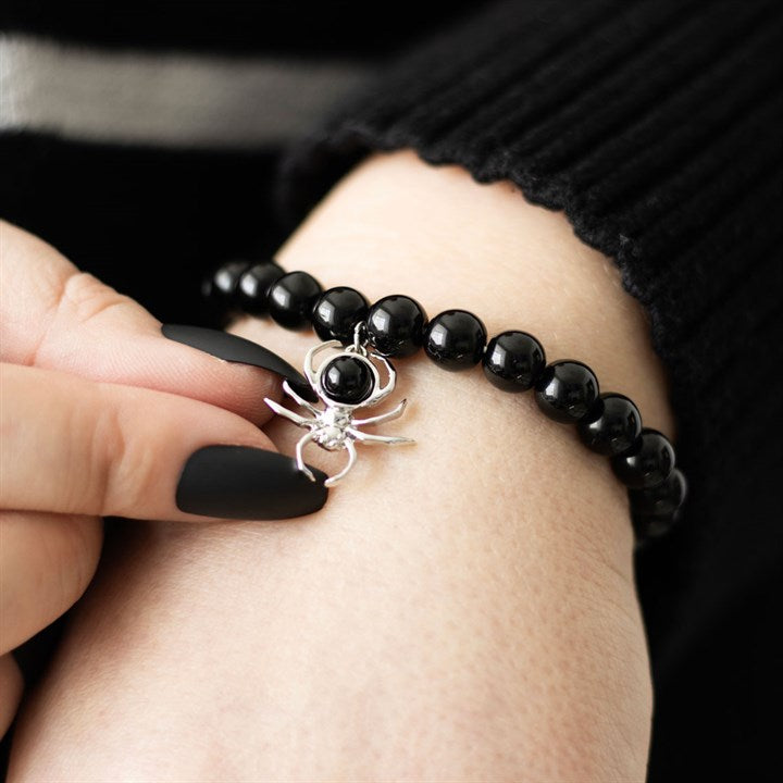 Spider Black Obsidian Beaded Bracelet 🇬🇧