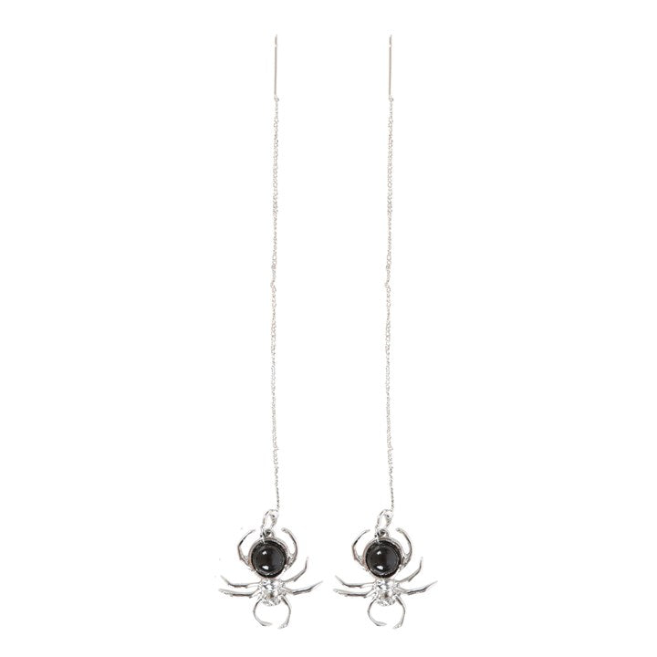 Black Obsidian Spider Threader Earrings 🇬🇧