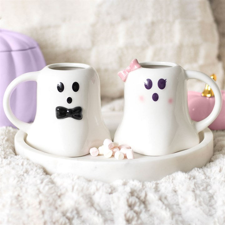 Mr and Mrs Boo Ghost Shaped Mug Set 🇬🇧
