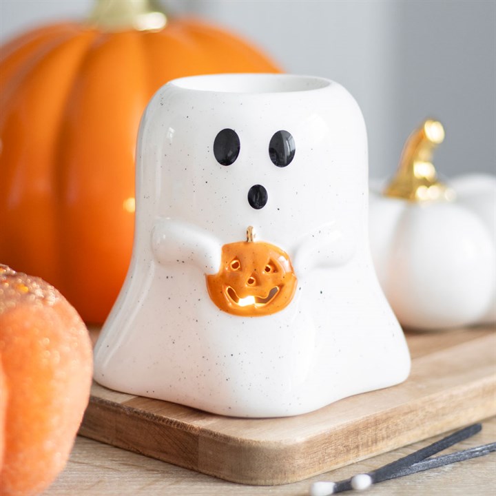 Ghost Shaped Oil Burner and Wax Warmer with Pumpkin 🇬🇧