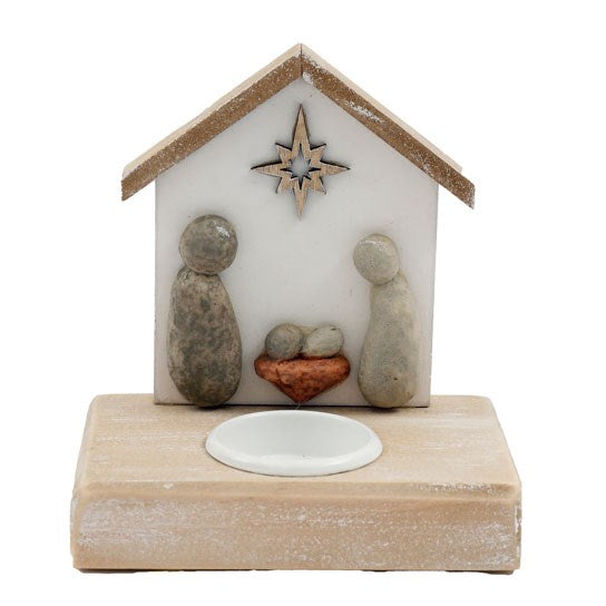 Pebble Nativity Tealight Candle Holder 🇬🇧
