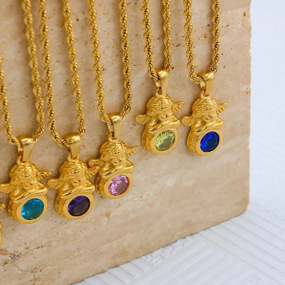 Dainty Angel Birthstone Necklace 🇬🇧