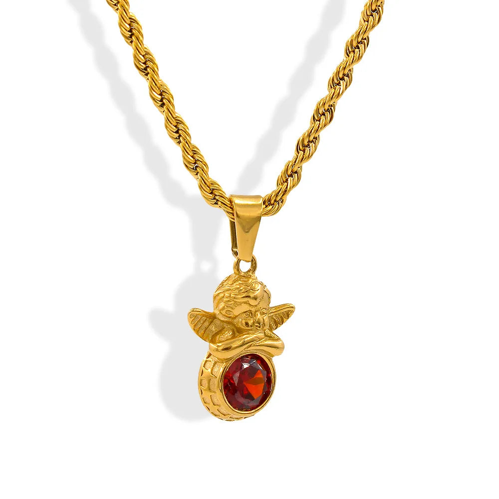 Dainty Angel Birthstone Necklace 🇬🇧