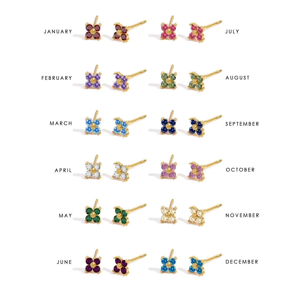 Birthstone Flower Stud Earrings 🇬🇧