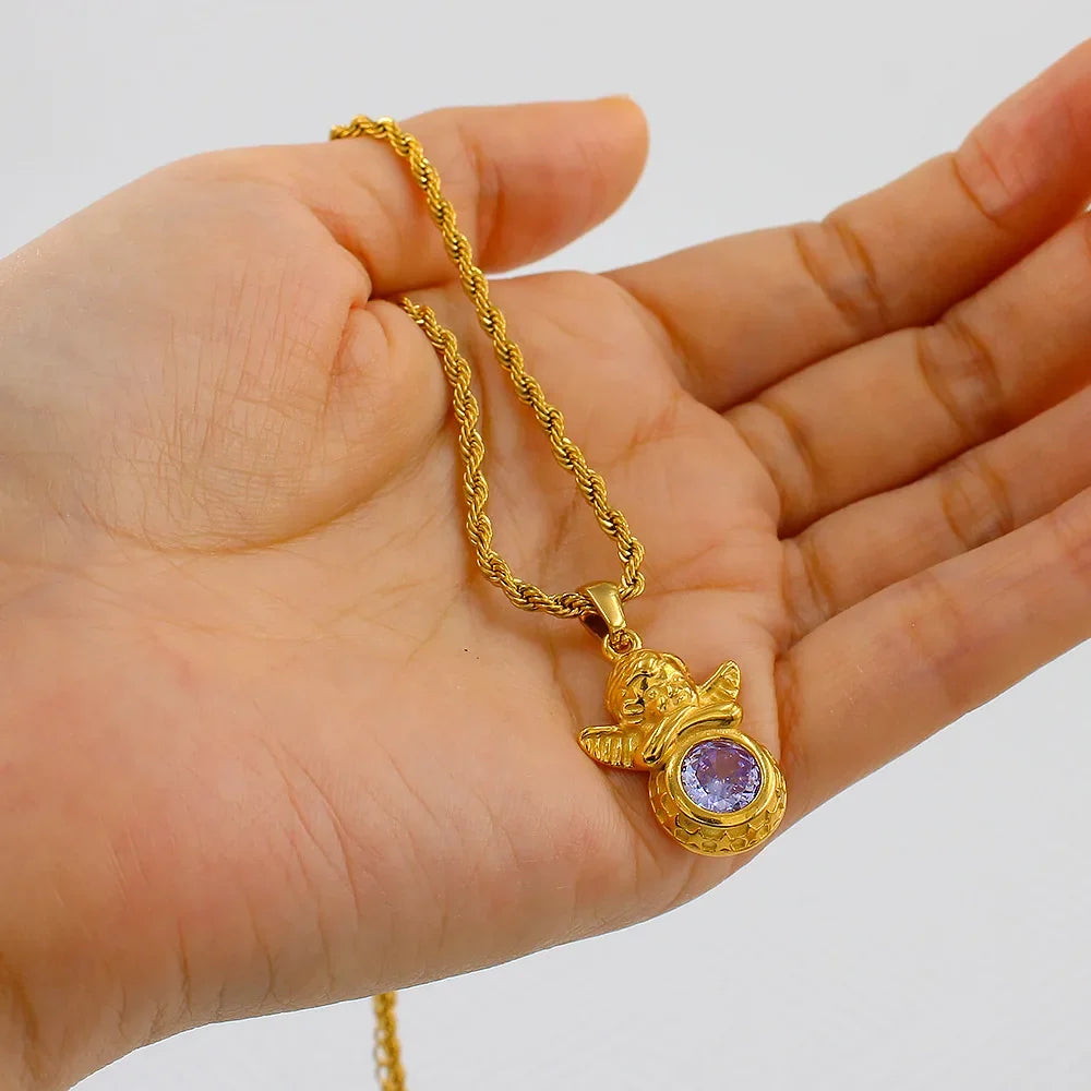 Dainty Angel Birthstone Necklace 🇬🇧