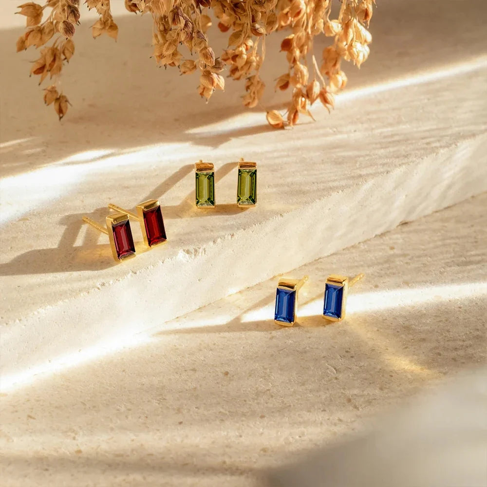 Rectangle Birthstone Earrings 🇬🇧