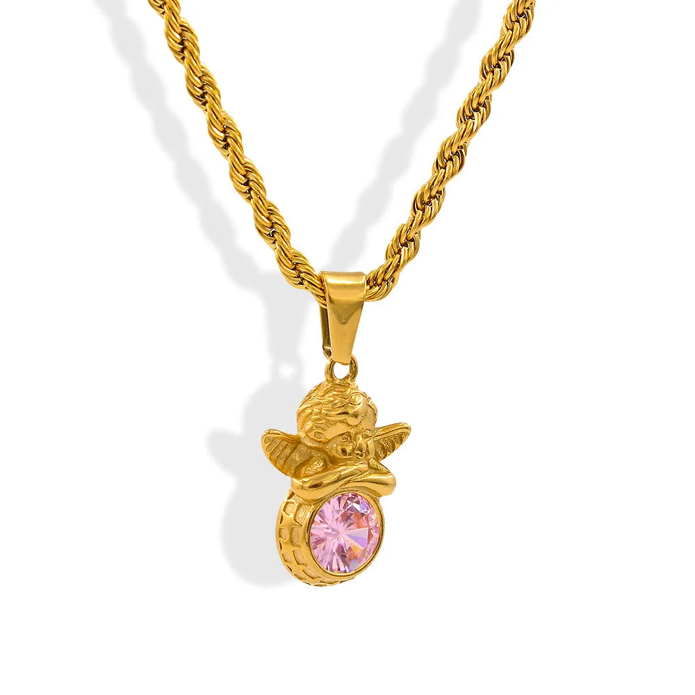 Dainty Angel Birthstone Necklace 🇬🇧